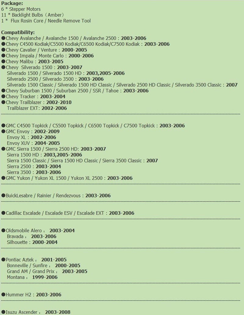 Dr.Roc Instrument Cluster Gauge Stepper Motor Repair Kit X27 168 (6 Motors,10 Backlight Bulbs,1 Remove Tool,Flux Rosin Core Solder) Compatible with Chevy Silverado Tahoe GMC Sierra Yukon - Image 2